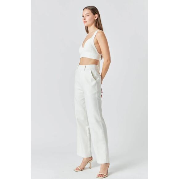 NWT Endless Rose Miley Back Tie Elevated Knit Bralette White Women's Size Large - Picture 4 of 16